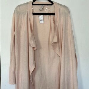 LOFT Pink Cardigan Sweater with Waterfall Front